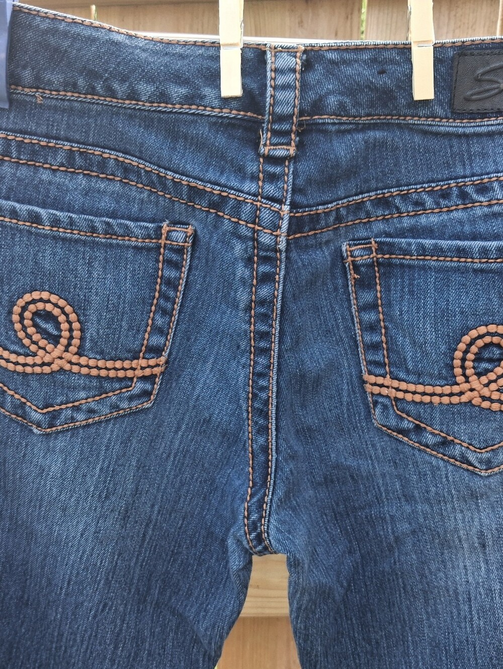 7 For All Mankind Women Sz 28 Bootcut Jeans Dark Wash Copper Whipstitch Pockets